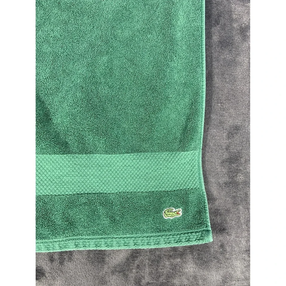 Lacoste Legend Green Supima Cotton 2 Piece Towel Set Hand Washcloth Crocodile